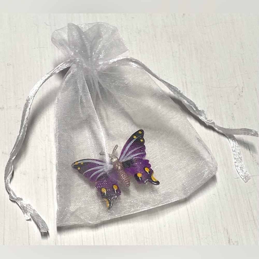 KORO Purple Metal Hand Painted Butterfly Brooch Vintage Boho Fairy Whimsigoth - Picture 9 of 10